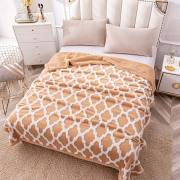 Patura cocolino dubla, model relief, pat 2 persoane, bej / alb, PDBP-21