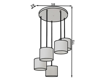 Pendul cu cinci becuri, 58x58x115 cm, Vespillo, Eltap - Img 10