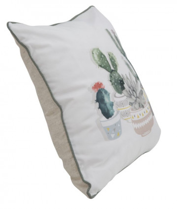 Perna decorativa alba din material textil, 45 x 5 x 45 cm, Cactus Mauro Ferreti - Img 2