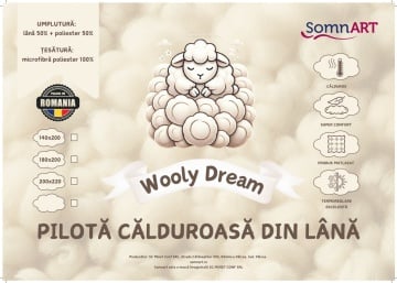 Pilota calduroasa de iarna matlasata Wooly Dream Somnart, 200x220 cm, umplutura 300 g/m² - Img 3