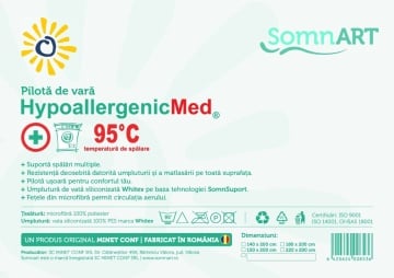 Pilota Somnart HypoAllergenicMed, microfibra 200g, 180 x 200 cm, lavabila la 95°C, pentru vara - Img 6