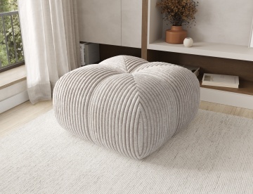 Puf Tapitat Covio 85x85x52 cm, alb Velvet – Modullo 01 - Img 3