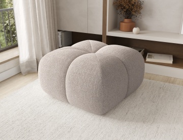 Puf Tapitat Covio 85x85x52 cm, Beige Bouclé – Royal 18 - Img 3