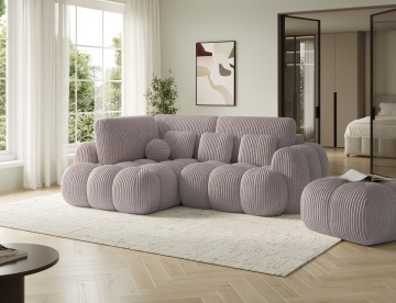 Puf Tapitat Covio 85x85x52 cm, Gri deschis Velvet – Modullo 03 - Img 5