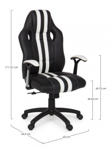Scaun de birou ajustabil negru/alb din piele ecologica si metal, Spider Bizzotto - Img 2
