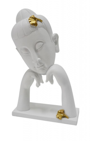 Sculptura alba din rasina, 21,5 x 13 x 36 cm, Buddha Mauro Ferreti