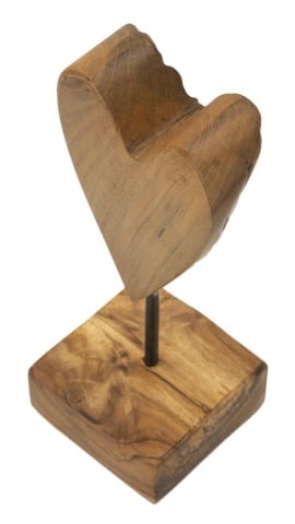 Sculptură Cuore din Teak Reciclat, 10x10x25 cm , Mauro Ferretti - Img 3