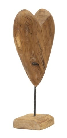 Sculptură Cuore din Teak Reciclat, 25x12x45 cm, Mauro Ferretti - Img 2