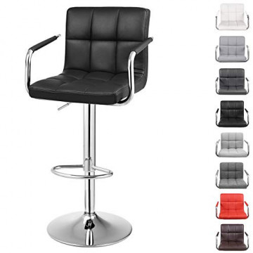 Set 2 scaune bar, 44.5 x 38 x 95-115 cm, piele ecologica / metal, negru, Songmics - Img 4