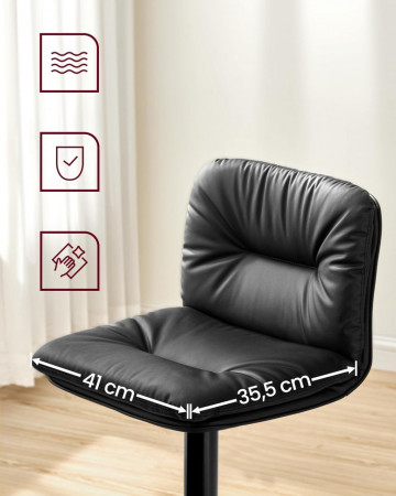 Set 2 scaune bar, 47 x 41 x 89-110 cm, piele ecologica / metal, negru, Vasagle - Img 9