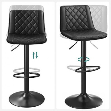 Set 2 scaune bar negre din piele ecologica si metal, 41x47x87.5 cm Vasagle - Img 5