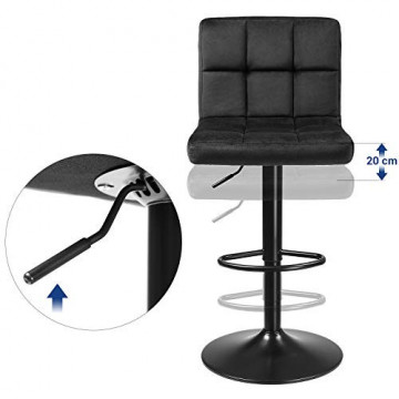 Set 2 scaune bar, reglabile, diametru 41 cm, catifea / metal, negru, Songmics - Img 4