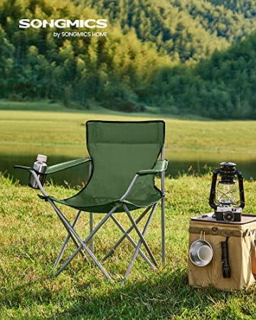 Set 2 scaune camping, 84 x 52 x 81 cm, metal / textil, verde, Songmics - Img 2