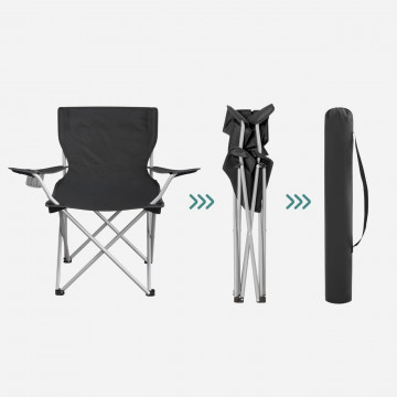 Set 2 scaune camping, metal / textil, negru, Songmics - Img 4