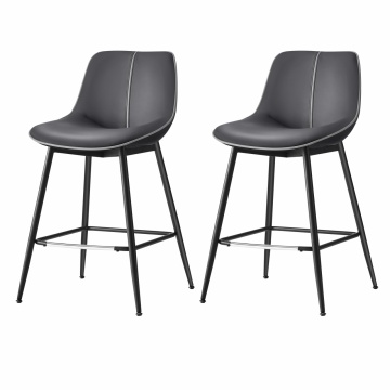 Set 2 scaune de bar, 50 x 49,5 x 87,5 cm, metal / piele ecologica, negru, Vasagle - Img 1