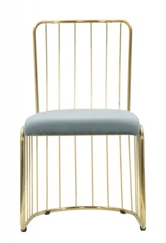 Set 2 scaune dining aurii din metal si catifea, 56 x 47 x 82 cm, Cage Mauro Ferreti - Img 2