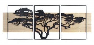 Set 3 decoratiuni de perete din metal si MDF, 204 x 2 x 80 cm, Lagos Mauro Ferreti