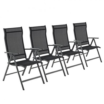 Set 4 scaun pliabile de gradina, 70 x 56 x 106 cm, metal / textil, negru, Songmics - Img 1