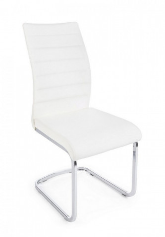 Set 4 scaune dining albe din piele ecologica si metal, Myra Bizzotto - Img 1