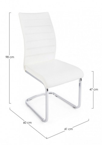Set 4 scaune dining albe din piele ecologica si metal, Myra Bizzotto - Img 2
