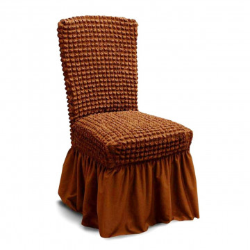 Set 6 huse elastice si creponate cu volane, bumbac / poliester, caramiziu, HSV-CRM