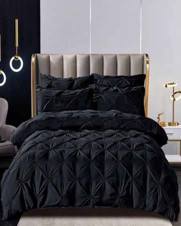 Set Lenjerie de Pat Bumbac Finet Uni, 6 Piese, Pat 2 Persoane, Negru, FNJS-33 – prezentare de catalog a produsului