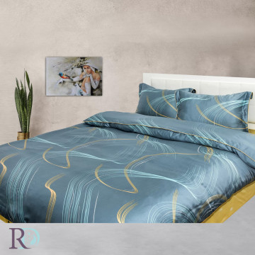 Set lenjerie de pat, tencel, albastru / galben, Roxyma Dream Sansa - Img 3