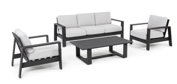 Set mobilier de gradina, 4 piese, metal, gri / negru, Baltic Bizzotto