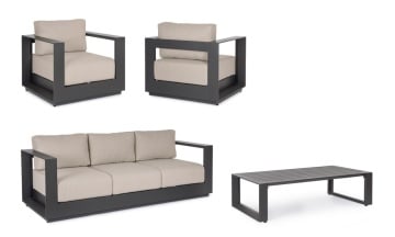 Set mobilier de gradina, 4 piese, metal / textil, antracit / bej, Moses Bizzotto - Img 2