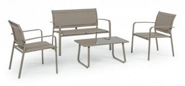 Set mobilier gradina 4 piese gri taupe din stofa si metal, Tertora Bizzotto - Img 1