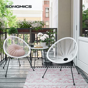 Set mobilier pentru gradina / balcon, 3 piese, metal / polietilena, alb, Songmics - Img 2
