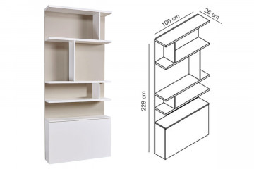 Set pat rabatabil dublu cu somiera inclusa + canapea 2 locuri + biblioteci - ROYAL SMALL ELEGANCE Set (150X200) - Img 3