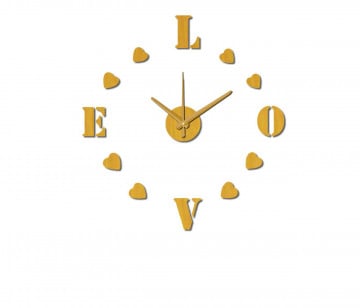 Sticker decorativ cu ceas, plastic / vinil, galben, 60 x 60 cm, Orologio Love Mauro Ferreti - Img 1