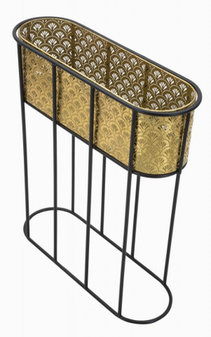 Suport pentru ghivece auriu/negru din metal, 60x20x70 cm, Oval Mauro Ferretti - Img 4