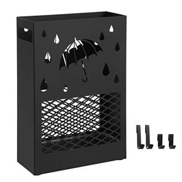 Suport umbrela, 28 x 12 x 41 cm, metal, negru, Songmics - Img 5