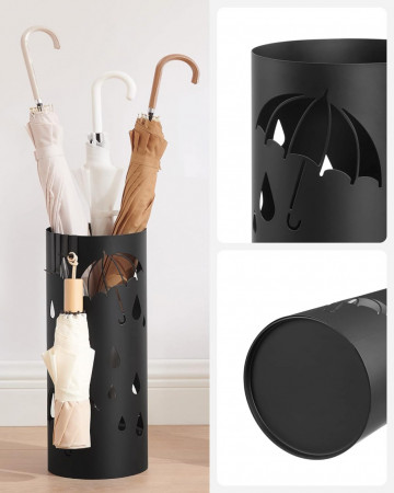 Suport umbrele, Ø 17 x 41 cm, metal, negru, Songmics - Img 6