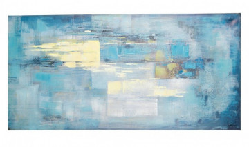 Tablou decorativ albastru din lemn de Brad si panza, 140x3,5x70 cm, Abstract Talent Bizzotto - Img 1