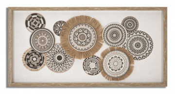 Tablou decorativ maro din lemn de Pin si panza, 70x2,8x35 cm, Marcy-A Mauro Ferretti - Img 1