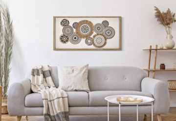 Tablou decorativ maro din lemn de Pin si panza, 70x2,8x35 cm, Marcy-A Mauro Ferretti - Img 6