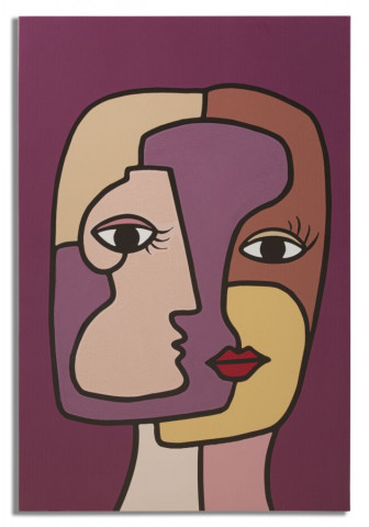 Tablou decorativ multicolor din lemn de Pin si panza, 60x3x90 cm, Faces-A Mauro Ferretti - Img 1
