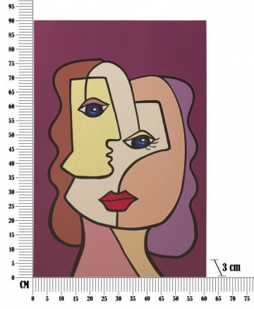 Tablou decorativ multicolor din lemn de Pin si panza, 60x3x90 cm, Faces-B Mauro Ferretti - Img 6