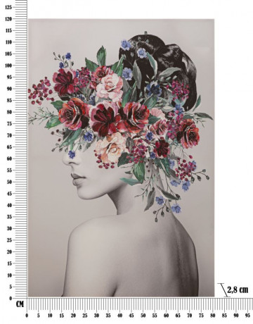 Tablou decorativ multicolor din lemn de Pin si panza, 80x2,8x120 cm, Lady Flower-B Mauro Ferretti - Img 6