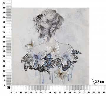 Tablou decorativ multicolor din lemn de Pin si panza, 80x2,8x80 cm, Woman-A Mauro Ferretti - Img 5