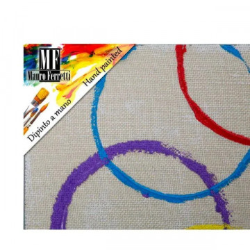 Tablou multicolor din lemn si panza, 80 x 3 x 80 cm, Floating Circles A Mauro Ferreti - Img 5