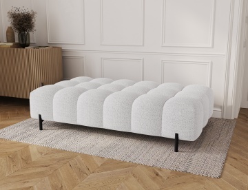 Taburet Tapitat cu Picioare Ferivo, 140x70x40 cm, alb bouclé – Royal 01 - Img 3