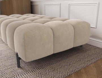 Taburet Tapitat cu Picioare Ferivo, 140x70x40 cm, beige velvet – Aura 18 - Img 6