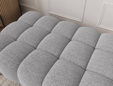 Taburet Tapitat cu Picioare Ferivo, 140x70x40cm, gri bouclé – Sola 04 - Img 8