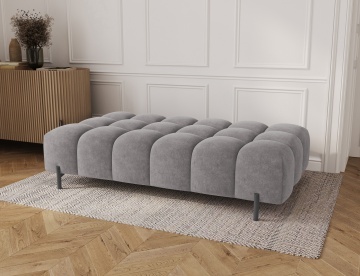 Taburet Tapitat cu Picioare Ferivo, gri velvet – Aura 04 - Img 3