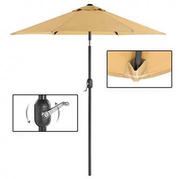 Umbrela de gradina gri taupe din poliester, ∅ 200 cm, Vasagle - Img 8