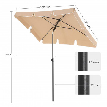 Umbrela de gradina gri taupe din poliester si metal, 180x125 cm, Vasagle - Img 3